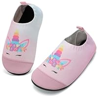VOLHAL Hausschuhe Kinder Mädchen Junge Barfussschuhe Pantoffeln Lauflernschuhe Rutschfest Kindergarten für Atmung saktive Weich Kleinkinder Schuhe Unisex(Einhorn Farbverlauf 28EU)
