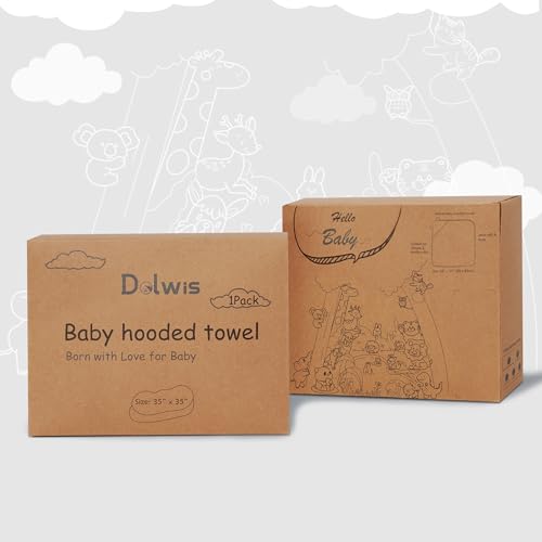 Image of Dolwis Baby Bath Hooded Towel - Organic Hooded Towel Toddler Bath Towel Neutral Infant Ultra Soft Baby Terry Hooded Animal Towels with Hood for Boy & Girl (Fox)