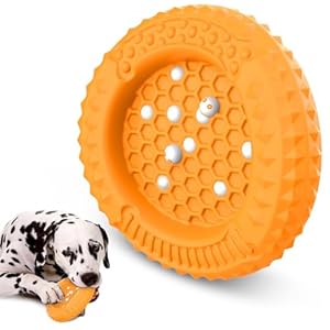 PcEoTllar Dog Chew Toys for Aggressive Chewers, Large Indestructible Dog Toys for Large Dogs, Interactive Dog Toys for Boredom, Natural Rubber for Teeth Gum Health, Orange