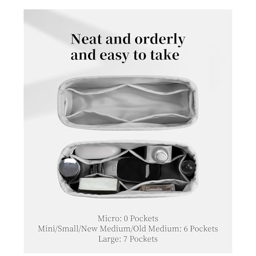 Image of Purse Organizer Insert for Lady Dior Small Bags, Satin Luxury Bag Insert, Lightweight & Portable Purse Shaper with Pockets, Ideal for Travel, Shopping, and Daily Use(Beton, Lady Small)