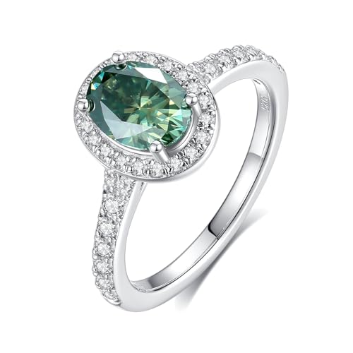 Oval Cut Moissanite Engagement Ring For Women 18K White Gold Plated S925 Sterling Silver Ring For Her2