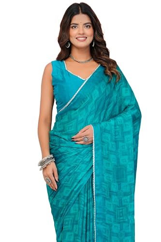 Image of MIRCHI FASHION Women's Chiffon Floral Printed Saree with Blouse Piece