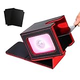Venssu デッキケース トレカケース カードディスプレイウィンドウ ポケモンカードゲームに対応 100枚 二重 三重スリーブ対応 縦入れ 仕切り板2つとトップローダー１つ付き 革（黒内装赤）