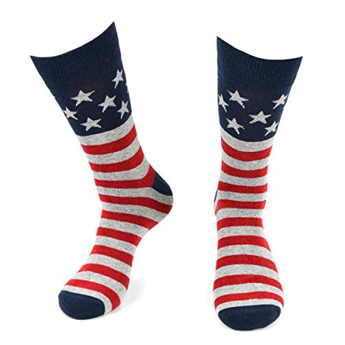 BG Premium Dress Socks for Men. Classic and Formal Apparel Patterned Socks, 3 Pair Set with a Gift Box - Red, White, and Blue3