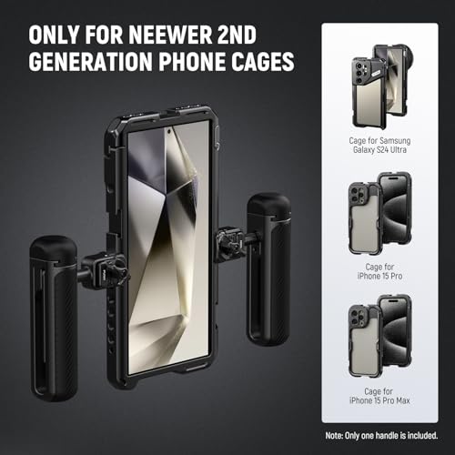 NEEWER Quick Release Side Handle Only for 2nd Gen Phone Cages PA043 PA044 for iPhone 15 Pro Max/15 Pro, PA042 for Samsung S24 Ultra, with Covered Cold Shoe, Anti Off Pin, Black Lock, PA045B