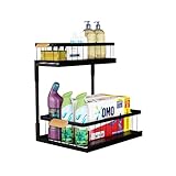 Bowlezz Organizador De Cocina Bajo Fregadero Extraíble, Almacenaje 2 Cajones Organizadores con Tirador para Almacenaje Kitchen Organizer para Productos de Hogar y Baño, Under Sink Organizer (Negro)