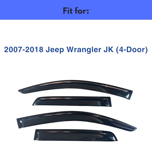 Image of IG Window Visors Fit for 2007-2018 Jeep Wrangler, Out-Channel Rain Guards Vent Wind Deflectors 4PC, Car Accessories for 07-18 Wrangler JK (4-Door)