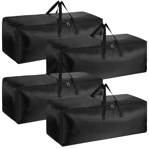 Paquete de 4 bolsas de lona de viaje deportivas grandes de 130L, resistentes al agua, resistentes, plegables con cremalleras de metal para camping, mudanzas, equipaje de tela Oxford 1680D, bolsa de