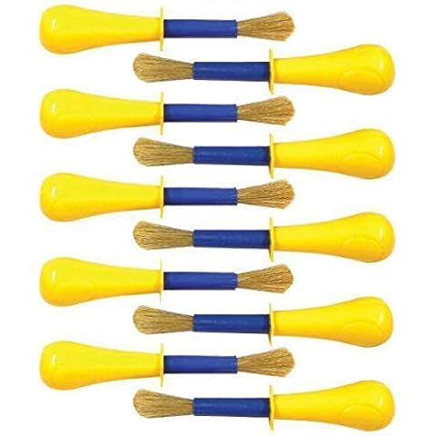Set of 10 Jumbo Non Roll Toddler/Children's Paint Brushes with Colour Mixing Chart Cover