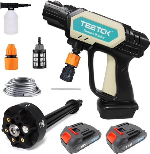 Cordless Car Pressure Washers, Portable Pressure Washer with Accessories Kit, 2 Pack 3.0Ah Battery & Charger, 6-in-1 Nozzle, Suitable for Patio Cleaning and Car Washing