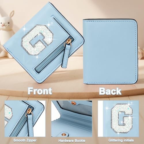 Image of Birthday Gifts for Teen Girl Kids Wallet Girl Wallets Small Initial Rfid Wallet Teen Girls Gift Preppy Stuff for Girls Blue G