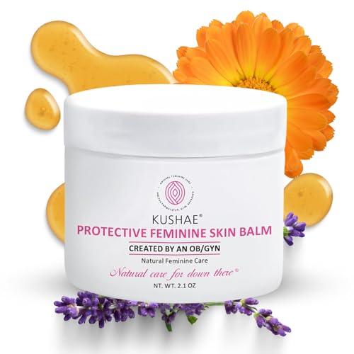 Kushae Protective Feminine Skin Balm, Refreshing & Soothing Vulva Moisturizer for Feminine Dryness, Menopausal Dryness, Fragrance-Free Vulva Care Products, 2.1 oz