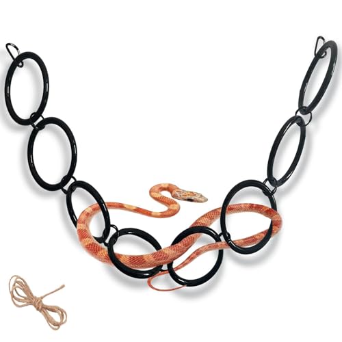 Pocoiau Juguete De Cadena Escalada para Reptiles Estimular Ejercicio Exploración Conector Metal Anillos Escalada Accesorio Enriquecimiento Serpientes Equipo Exploración Serpientes