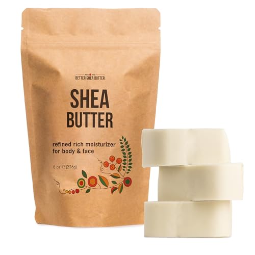 Refined Shea Butter Unscented - 100% Pure African Shea Butter for Hair & Dry Skin - Use for Soap Base, Face & Body Moisturizer, for DIY Whipped Body Butter & Lip Balm 8 oz Bar -  Better Shea Butter