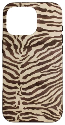 Aesthetic Vintage Zebra Brown Chocolate Pattern Case for iPhone 16 Pro