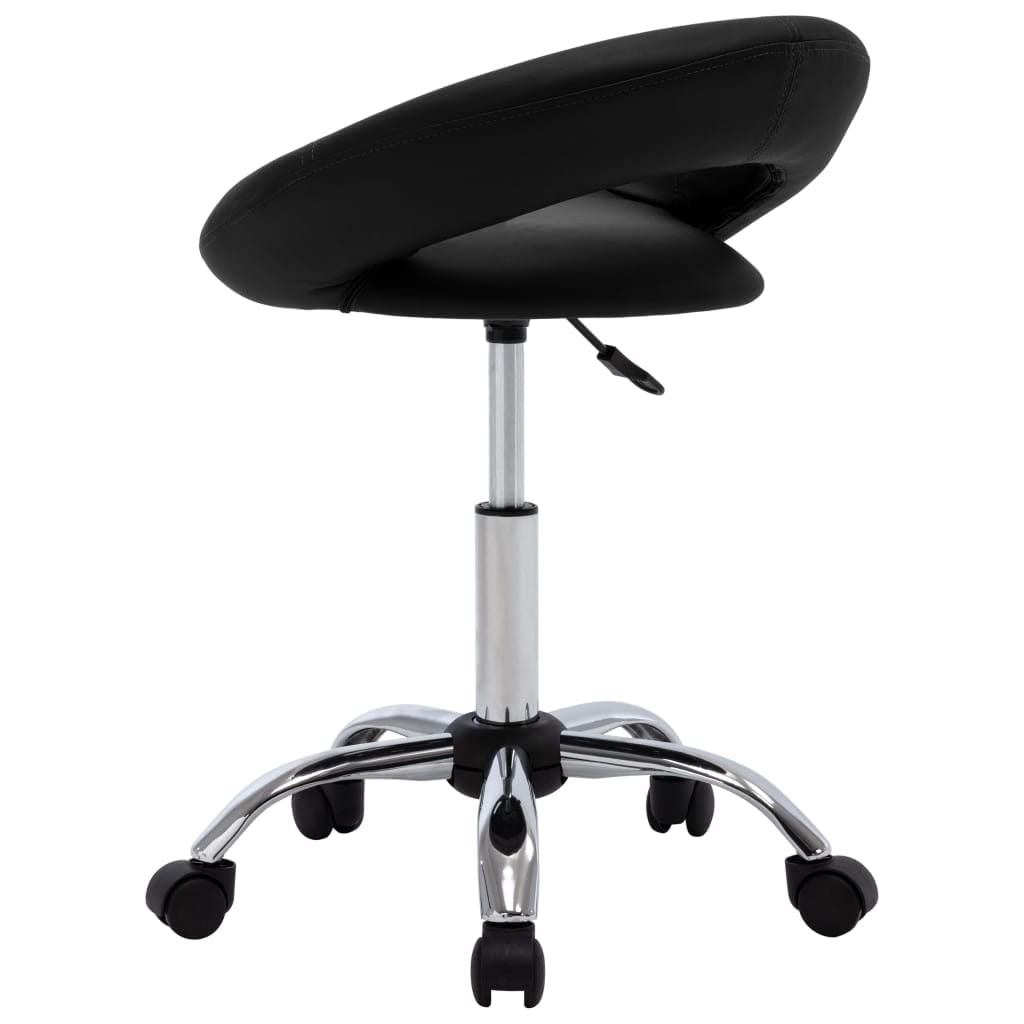 Taburete de trabajo con ruedas, color negro, con respaldo, taburete giratorio, altura ajustable, piel sintética, para salón, tatuaje, clínica, taburete de oficina, soporta hasta 110 kg