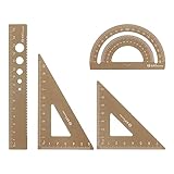 sourcing map 4pcs Géométrie Ensemble 15Cm Métrique Mesure Laser Gravure Creux Aluminium...