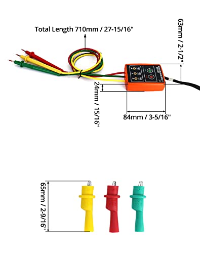 QWORK Professional 3-Phase AC Voltage Tester with LED Display and Buzzer Indicator, 60V~600V