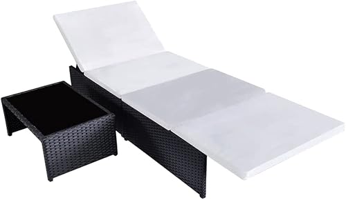 Miniatura 4 de Sillas de patio, tumbonas para exteriores, juego de 2, tumbonas de piscina para cubierta, tumbonas, tumbonas de 2 piezas con mesa de ratán de