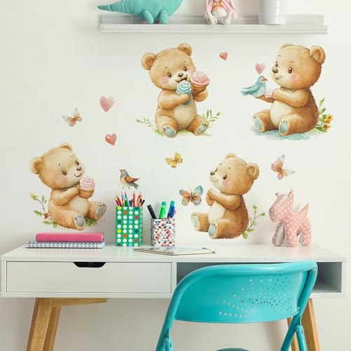 Vinilo Decorativo Ositos Acuarela Removible para Niños miniatura 4