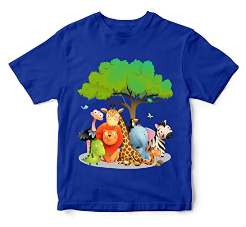 Image of Boys & Girls Cute Jungle Animals Theme 100% Cotton Unisex Kids T-Shirt