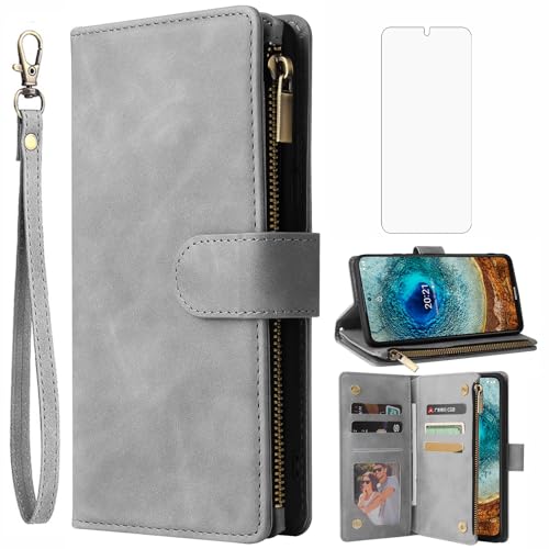 Asuwish Coque pour Nokia X10/X20 Portefeuille avec Verre Trempé et Porte Carte Chaine PU Cuir à...