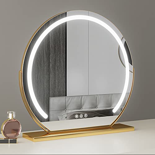 Espejo cosmético redondo con luz LED regulable para evitar sombras al maquillarte