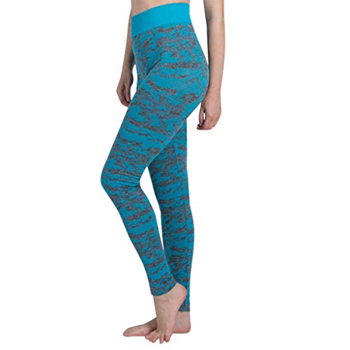 MRULIC Yoga Pants Women's Camouflage Printed High-Elastic Running Pant Comfortable Quick Dry High Waist Workout Pant Women's Sports Trousers (Green,L)