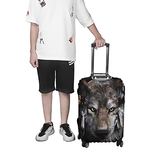Native American Wolf Oortelefoon Koffer Cover Wasbaar Reizen Trolley Case Anti-kras Bagage Cover Premium Trolley Protector S - Image 8