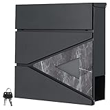 TRAITEMENT DE HAUTE QUALITÉ - Notre boîte aux lettres design est fabriquée en acier massif peint par poudrage pour éviter la rouille. Elle résiste aux intempéries et a une très bonne résistance à la rouille et une longue durée de vie. Protégez les colis de l'humidité - Le fond de la boîte est doté d'ouvertures qui évacuent l'humidité et protègent votre courrier de l'humidité.