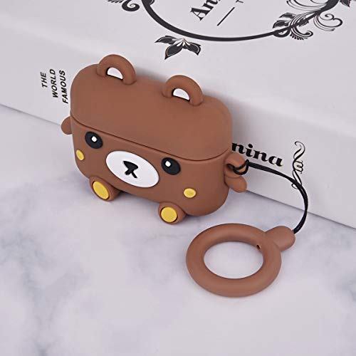 Image of AirPods Pro Case Cute 3D Animal Fashion Character Silicone Case Cover for AirPods Pro Cartoon Airpod Protective Skin with Fun Keychain (Brown Bear)