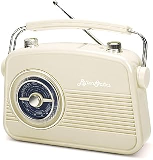 ByronStatics Portable Radio AM FM, Vintage Retro Radio with Built in Speakers, Best Reception and Longest Lasting, Power Plug or 1.5V AA Battery - Cream