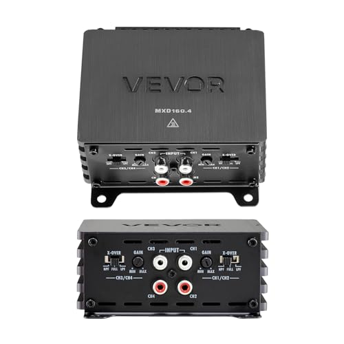 VEVOR Amplificateur Audio Voiture, Ampli de Puissance à 4 Canaux Pontables, Classe D à Gamme Complète, Max. 4x110 W sous 4 ohms/4x160 W sous 2 ohms,...