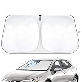 🌅【ISOLIERT WÄRME UND SONNENSCHUTZ】Die silberne Seite der Sonnenblende kann ultraviolette Strahlen reflektieren, das Armaturenbrett und den Innenraum vor direkter UV-Strahlung schützen, die schwarze Seite kann die Wärmeleitung isolieren, den Innenraum und die Sitze des Autos kühl halten, Ausbleichen und Risse vermeiden und die Zeit zum Abkühlen des Autos erheblich verkürzen.