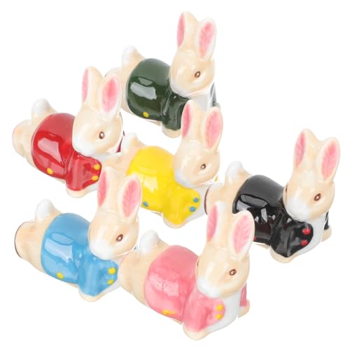 BIUDECO Cute Cartoon Rabbit Ceramic Chopstick Rests 6-Piece Set Multifunctional Tableware Holders for Home and Kitchen Decor Random Color