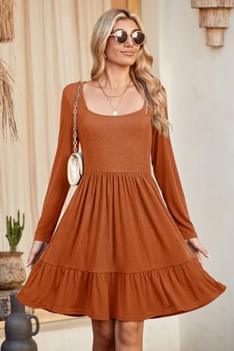 Image of Newshows Women's 2026 Summer Casual Square Neck Ruffle A Line Beach Vacation Sundress Work Business Dress with Pockets