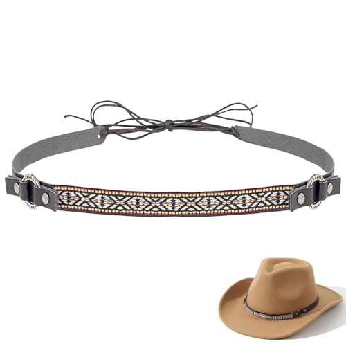 Image of Cowboy Hat Bands for Men Women, Leather Hatbands Belt for Cowboy /Western /Fedora /Cowgirl Hats