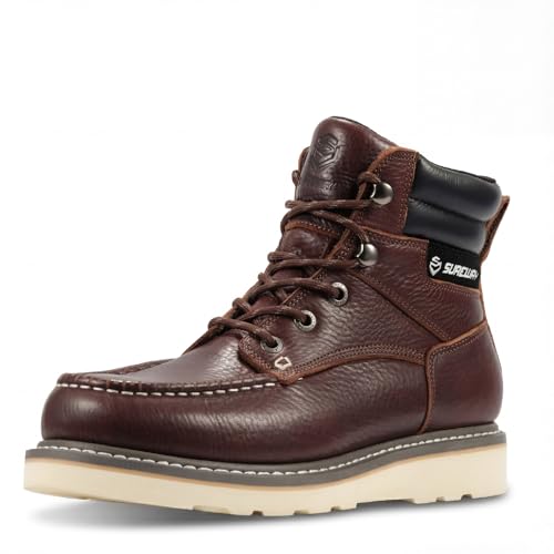 Image of SUREWAY 6 inch Soft Toe Work Boots for Men - GoodyearWelt Full Grain Leather, Lace Up Mac Toe Work Shoes, EH Construction Oil /Slip Resistant, Durable Rubber Sole Boots for Warehouse, Factory, Daily Wear