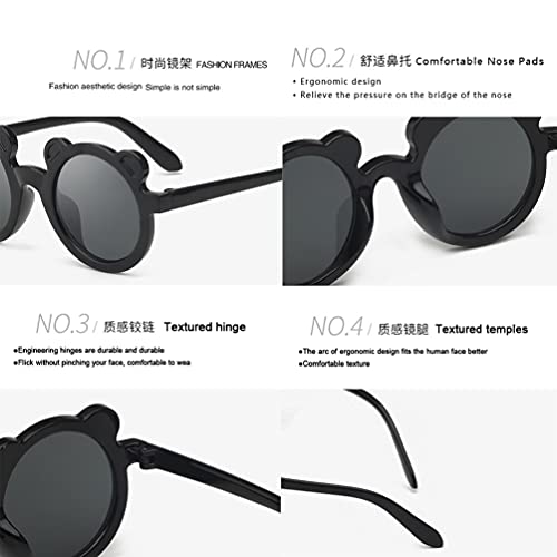 Children's Sunglasses Bear Ears Retro Round Frame Kids Sunglasses Boys and Girls Fashion Anti-UV Glasses4