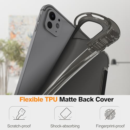 Image of Fintie SlimShell Case for iPad Pro 11-inch (M5) 2025 / (M4) 2024 - Lightweight Soft TPU Protective Stand Back Case with Pencil Holder, Translucent Frosted Cover, Auto Wake /Sleep, Black