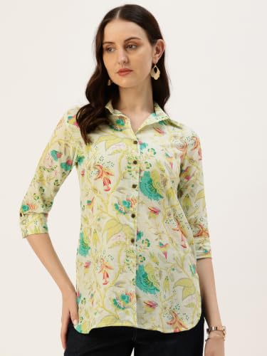 Image of feranoid Classic Collared Cotton Shirt with 3 /4 Sleeve for a Timeless Casual Look