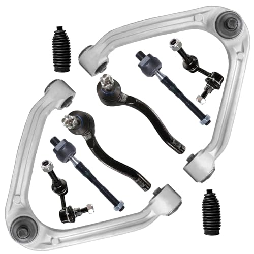 Image of Detroit Axle - 10pc Front End Kit for 2006-2010 INFINITI M45 M35, 2 Upper Control Arms with Ball Joint 4 Inner Outer Tie Rod Ends 2 Sway Bars 2 Boots 2007 2008 2009 Replacement