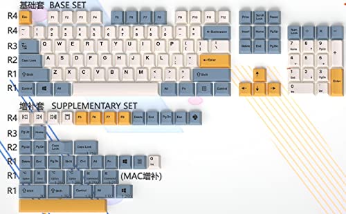 Image of YMDK 145 Apricot Yellow Dye-Sub Mac Keycaps Thick PBT Cherry Profile Key caps for TKL 61 64 68 75 87 96 104 108 GMMK MX Mechanical Keyboard