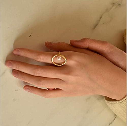 Opening 18K Gold Plated Stackable Bands Ring for Women, Eternity Ring with Shell Pearl, Cubic Zirconia engagement rings vintage gold ring pearl wedding jewelry - Image 3