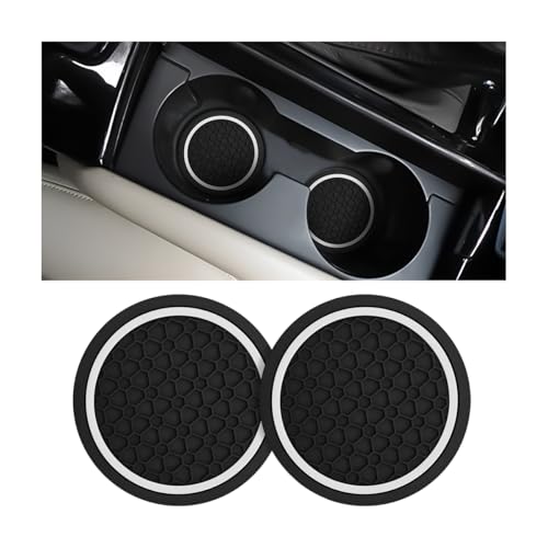Image of Mandark 2PCS Car Cup Holder Coasters, 2.75 Inch Non-Slip Insert Water Bottle Holder Pads, Dustproof Automotive Interior Accessories Mat, Universal for Vehicles, Trucks, RVs and More(Black /White)