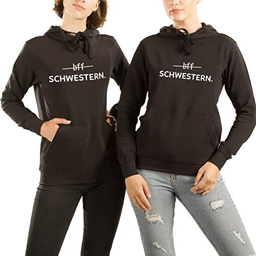 VivaMake 2 Best Friends - Conjunto de suéter con capucha para mujer con diseño de hermanas Negro Talla única