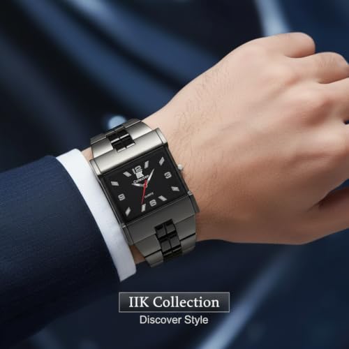 IIK COLLECTION Store IIK COLLECTION Rectangle Studded Dial Men's Watch - Image 6