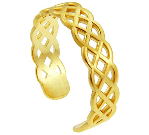 10K Yellow Gold Celtic Trinity Knot Woven Eternity Band Adjustable Toe Ring