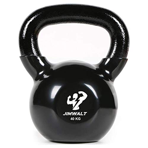 Jimwalt Black Series Premium Half Coating Vinyl Kettlebell 2KG to 48KG (???? ?? ???? ??? ????? ???, Proudly Made in India) (40 KG (88.18 LBS))
