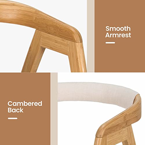 Giantex Accent Chairs Set Of 2, 100% Bamboo Painted Surface Upholstered Accent Chairs With Anti-Slip Foot Pads, Arm Lounge Chair For Bedroom, Living Room #TOP5